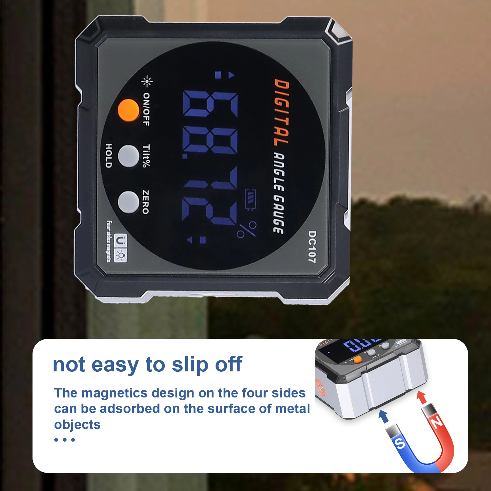 4*90° Digital Protractor Inclinometer IP54 Grade Absolute Relative Measurement Data Hold Function Two-way Inclination Box