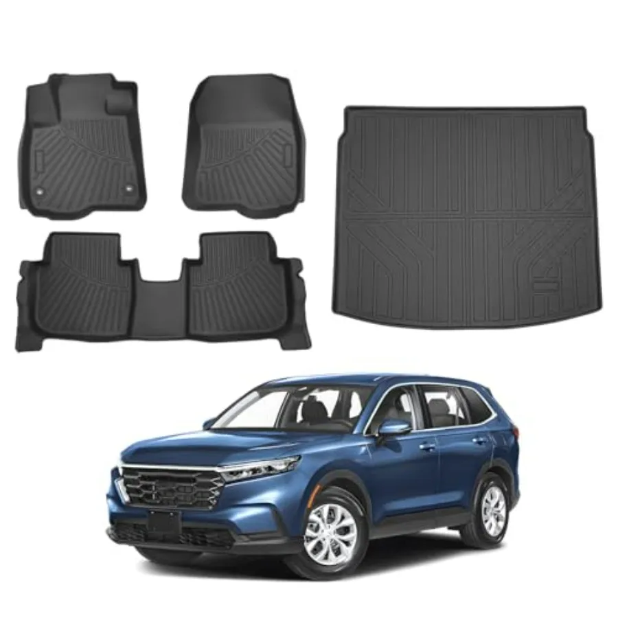 Floor Mat Cargo Liner for Honda CRV 2023-2025 2026 Include Hybrid All Weather TPE Custom 1st 2nd Row Floor Liner and Trunk Uppe