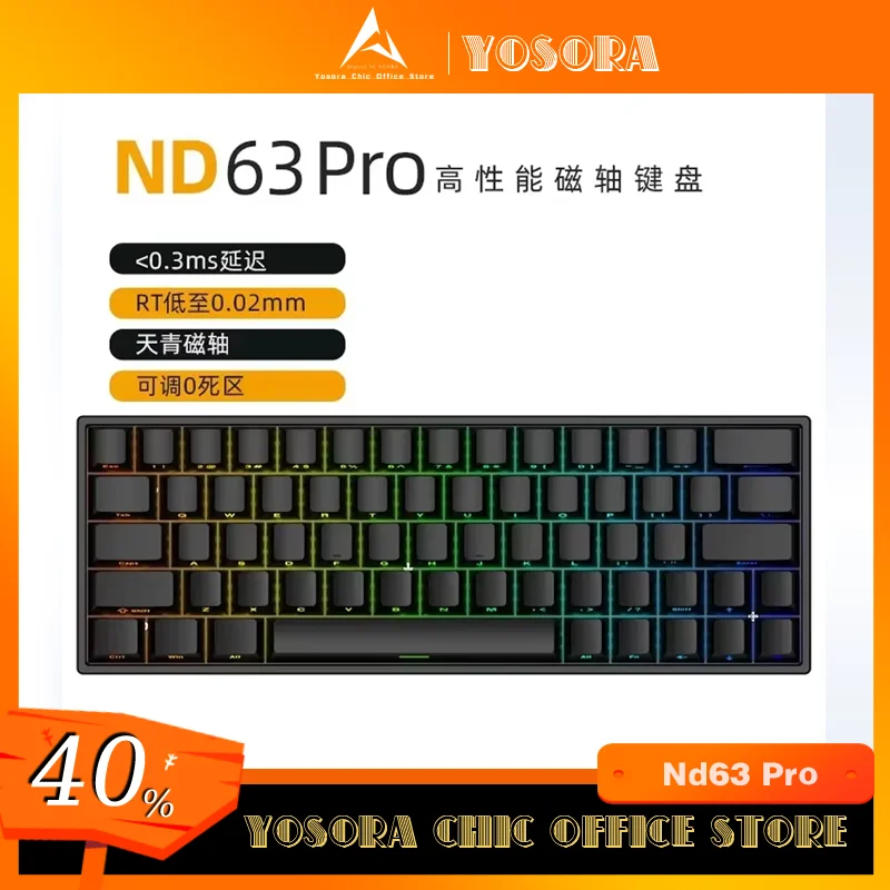 

Irok Nd63 Pro Mechanical Keyboard Wired Magnetic Switch E-Sports Customize Keyboard Hotswap Rgb For Accessories Office Gaming