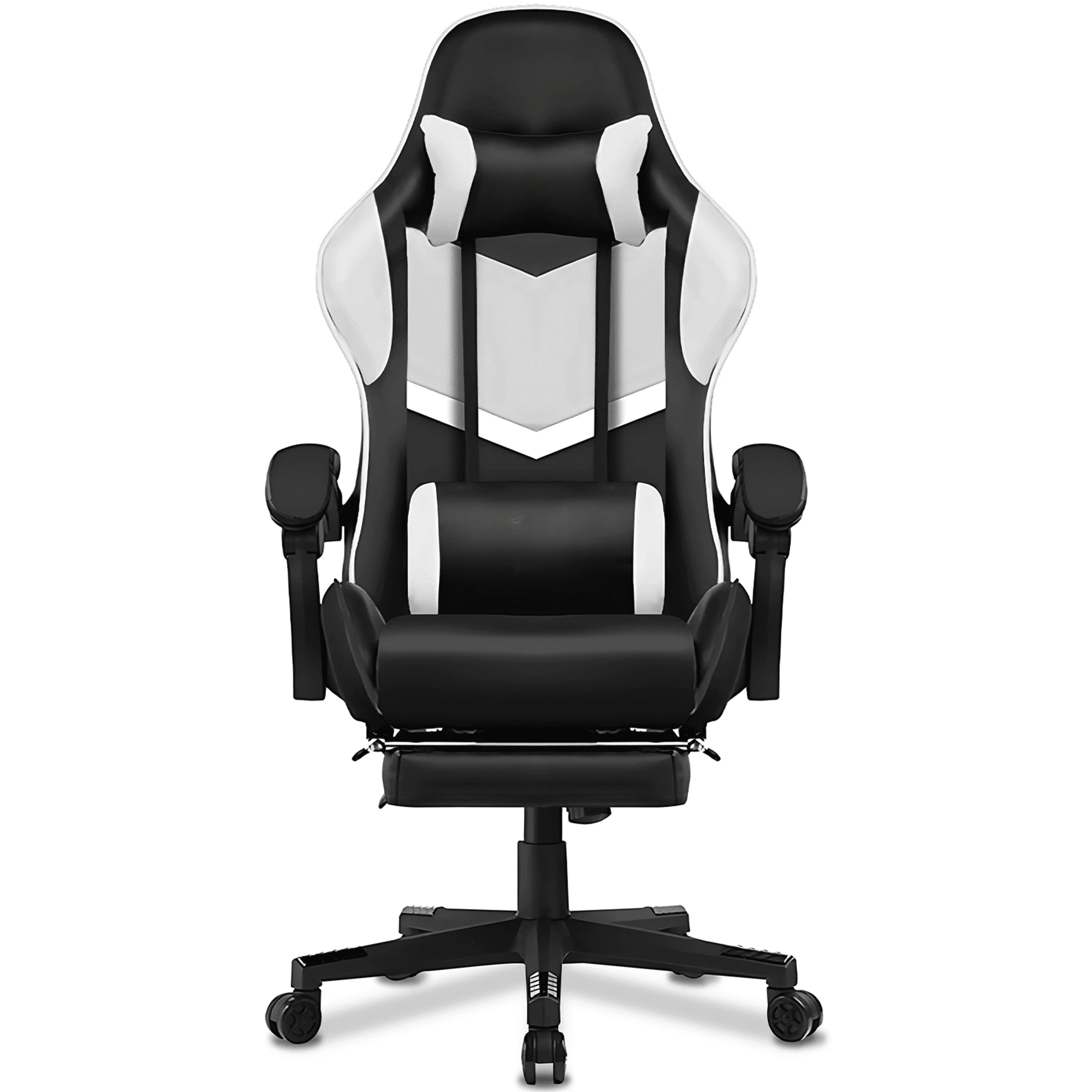 Gaming Chair PU Leather Office Chair with Foorest&Linkage Armrests, White office furniture  computer chair  furniture