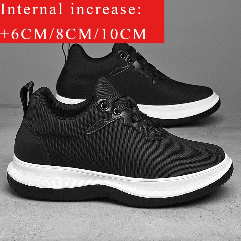 

New Men's Black White Elevator Shoes 6/8/10CM Height Increasing Casual Breathable Comfortable Non-slip Walking Sneakers for Men