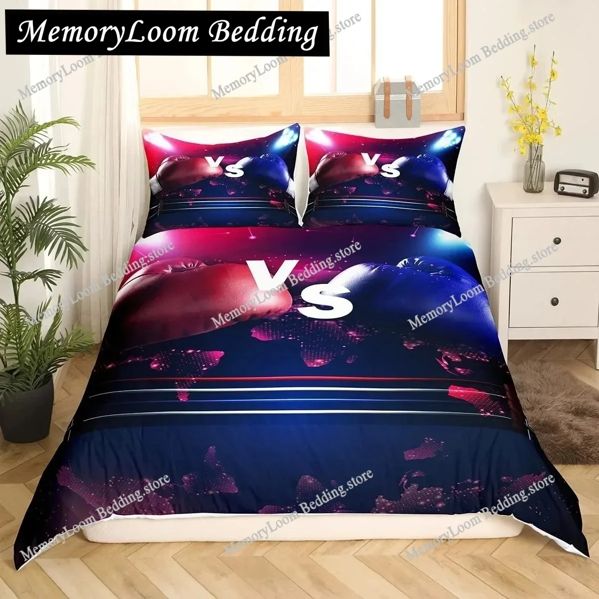 

Boxing Duvet Cover Gamer Competitive Sports Bedding Set Galaxy Bright Colorful King Queen Size Polyester 3D Print Quilt Cover