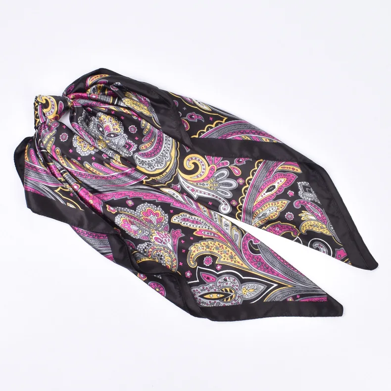Hochwertige Seidenschals für Damen, quadratisch, Satin, Hijab-Schal, schlichtes Taschentuch, Schals, Wraps, Kopf, weibliches Stirnband, islamisches Halstuch – Detail 21