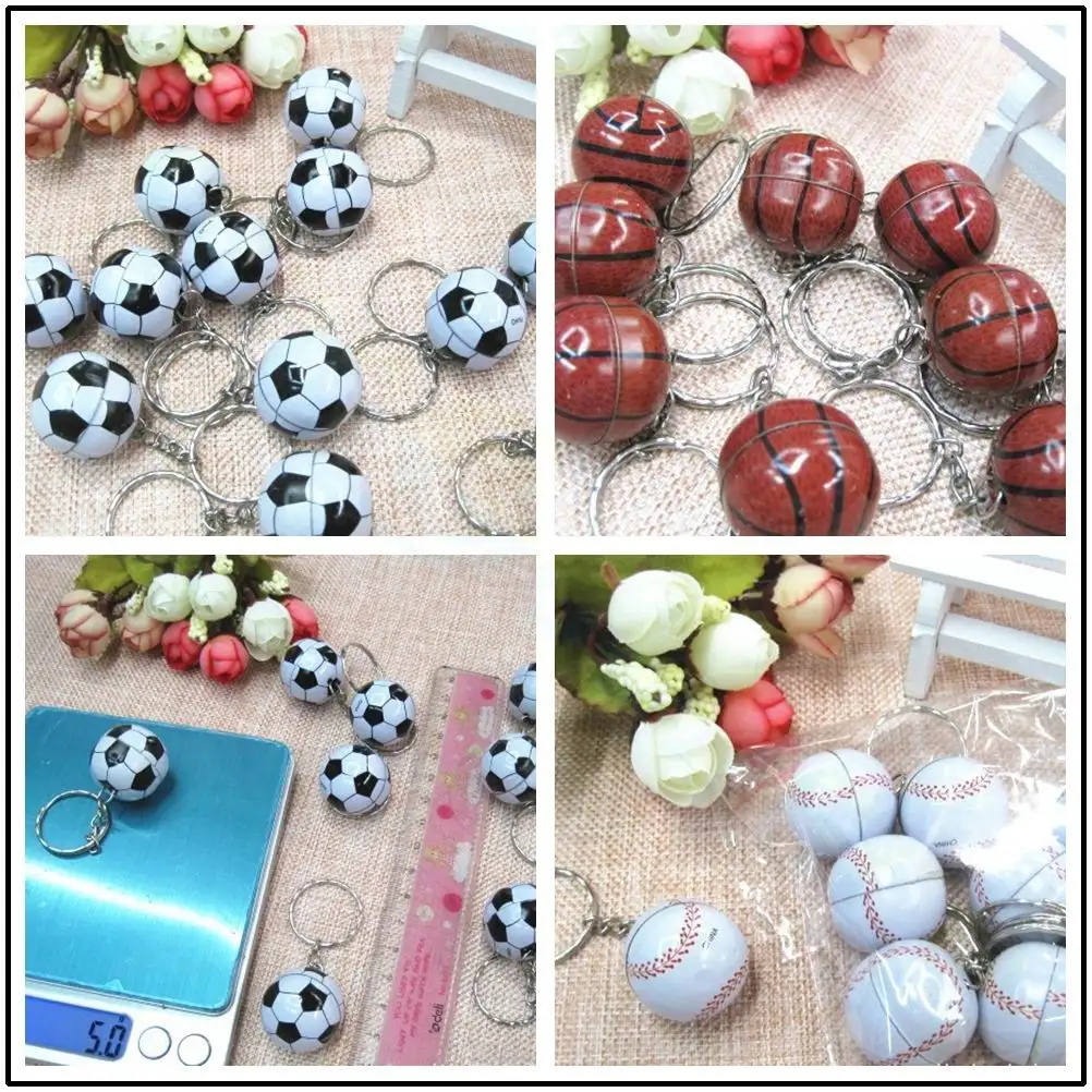 10pcs Softball bag Pendant soccer ball keychain baseball small Ornaments key chain sports Basketball souvenirs key ring gifts