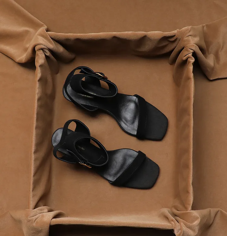 SHOEBOX Retro style casual versatile slim heel high-heeled sandals for women's summer new style with a single buckle and Roman