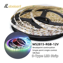 8mm wąski typ S giętki składany WS2815 LED magiczny kolorowy pasek światła kontynuacja przerwania światła RGB 60 pikseli/M lampa elastyczna taśma