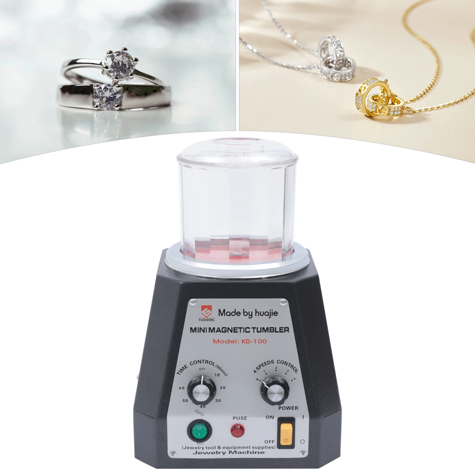 200w Magnetic Drum Jewelry Polishing Machine with 4 Gears (2000rpm, 2500rpm, 3000rpm, 3500rpm)