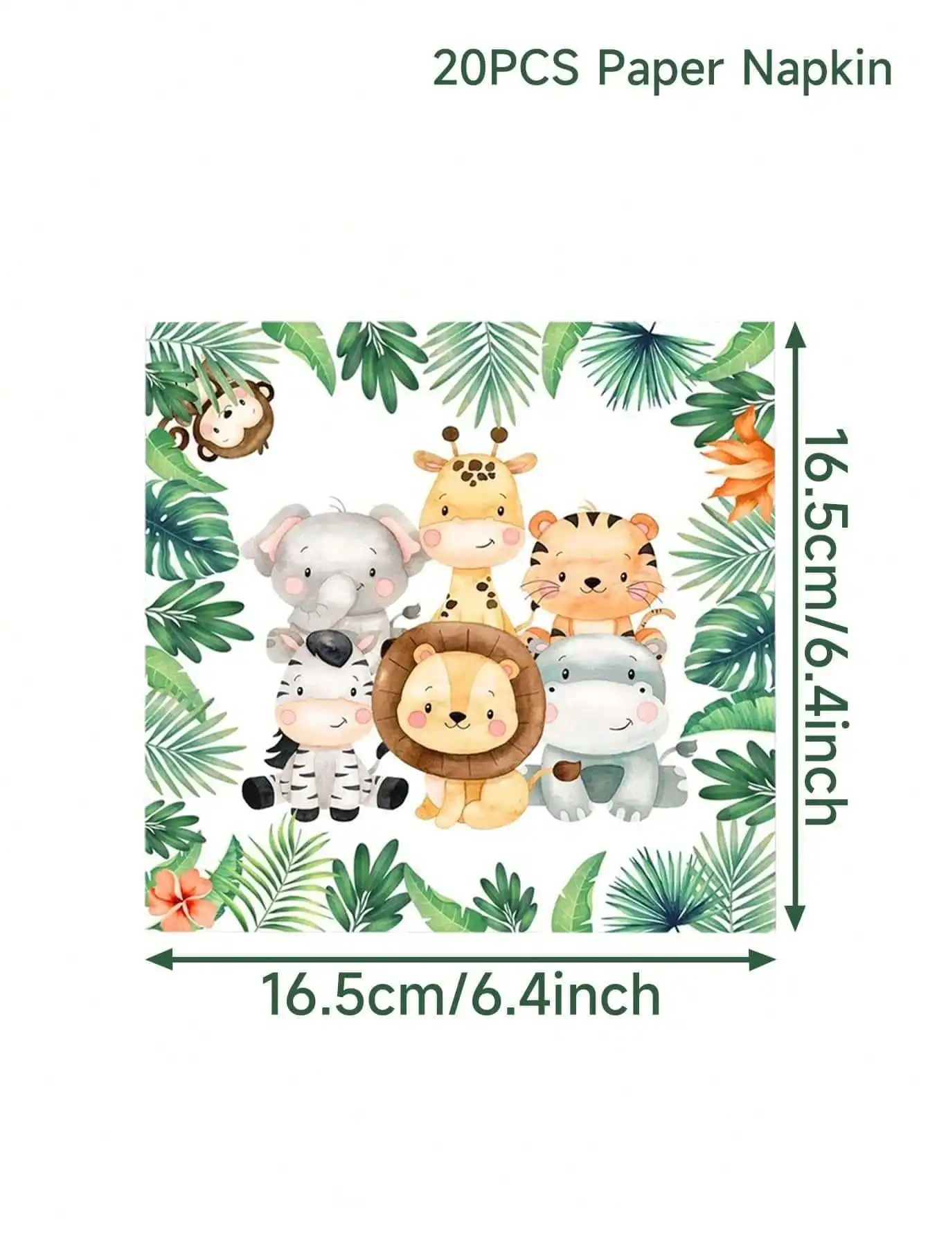 20pcs/bag Jungle Animal Theme Napkins Birthday Party Supplies Animal Print Tissue Safari 1st Birthday Party Decoration