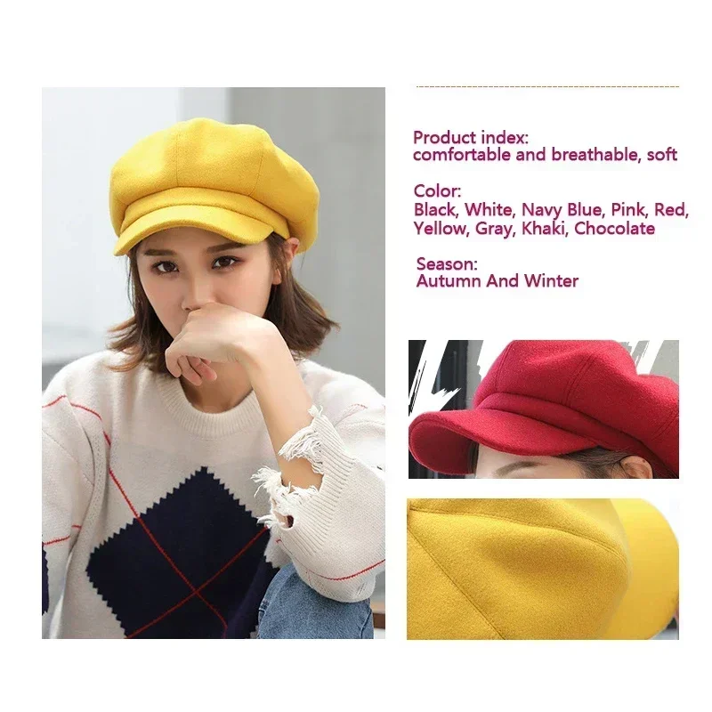 Fashion women\'s Wool  Beret Hats casual newsboy hat Stylish Artist Painter Newsboy Caps, Elegant shape