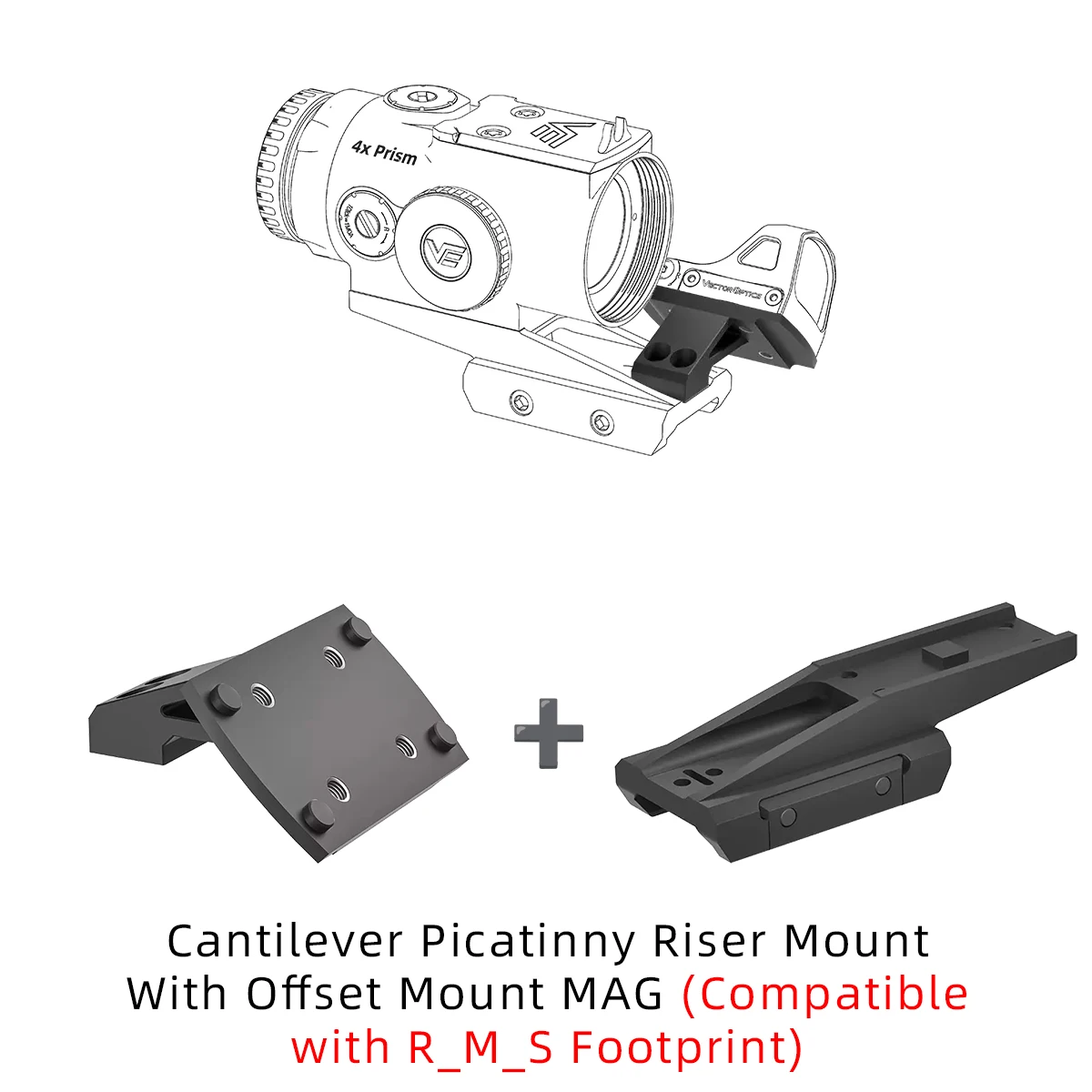 Vector Optics Low/Riser/ Red Dot Sight Offset PicatinnyMount Compatible with T1/T2,for Paragon Prism,Maverick & Scrapper Series view 5