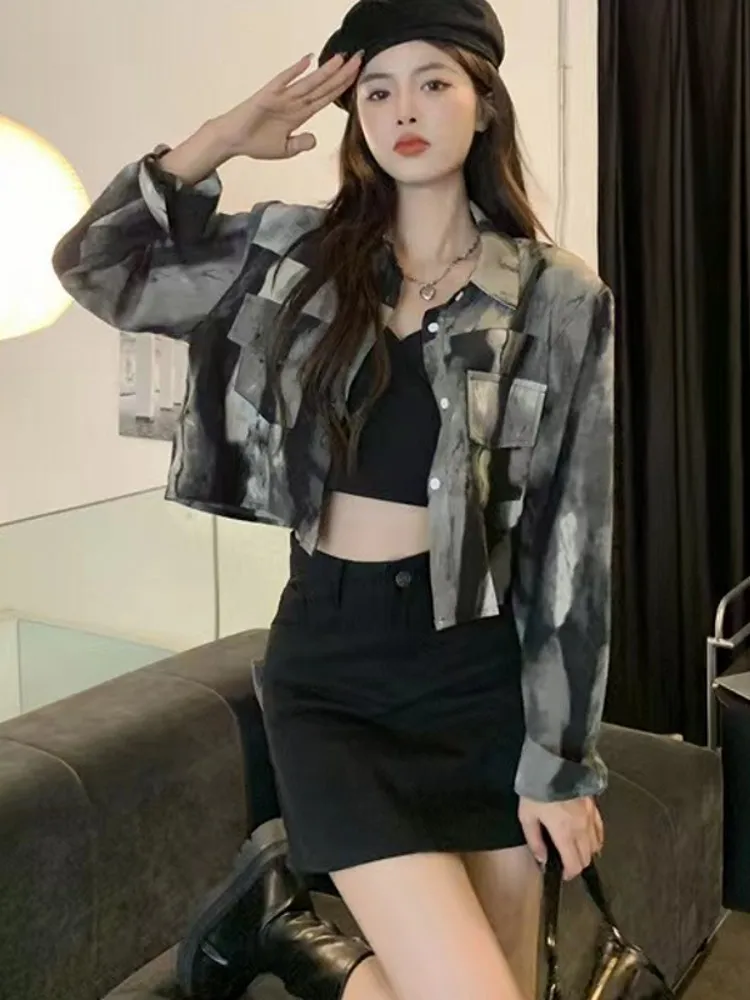 Lente 2026 Early Vintage Europese Dyeing Long Sve Women's irt Design Sensation ort Outerwear Top Korean Sle Co...