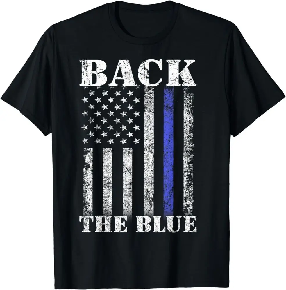 Thin Blue Line Back the Blue American FlagSupport Gift Unisex T-Shirt for Men Women Summer Tees Cotton