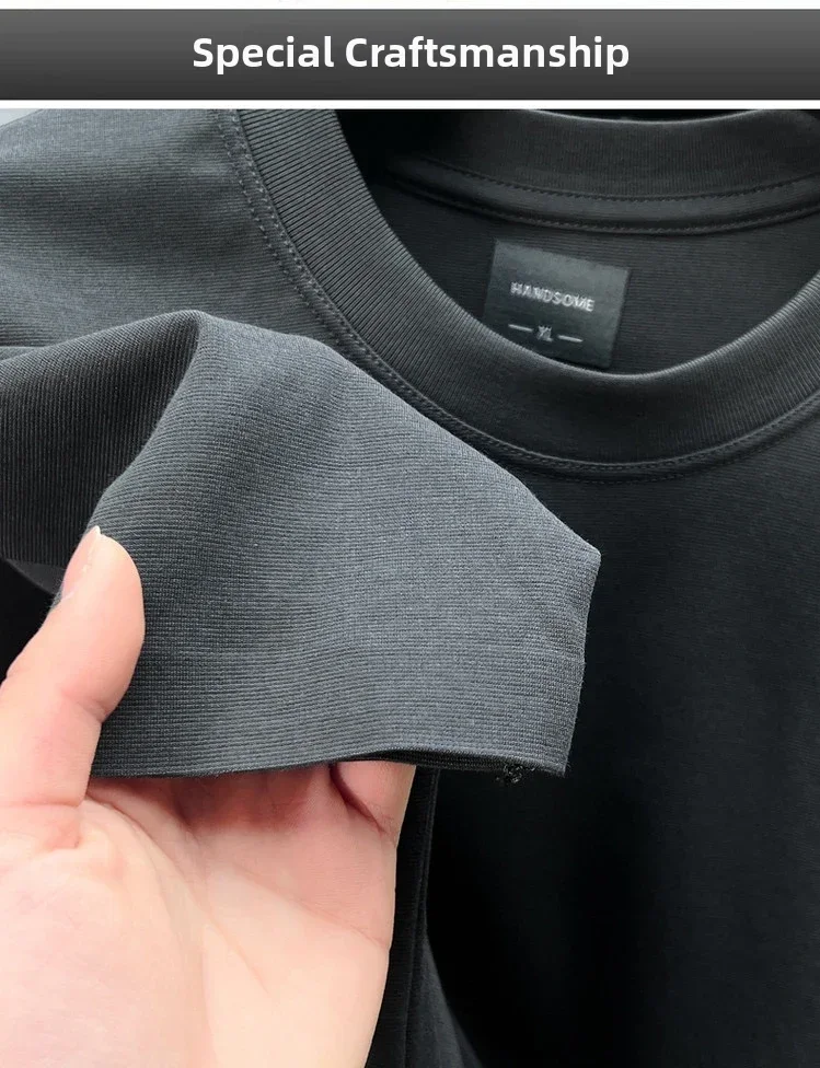 Hochwertiges Marken-T-Shirt für Herren mit Rundhalsausschnitt und kurzen Ärmeln, bedrucktes Oberteil, Sommer-Baumwoll-T-Shirt, bequem, atmungsaktiv, lässig, große Größe – Detail 6