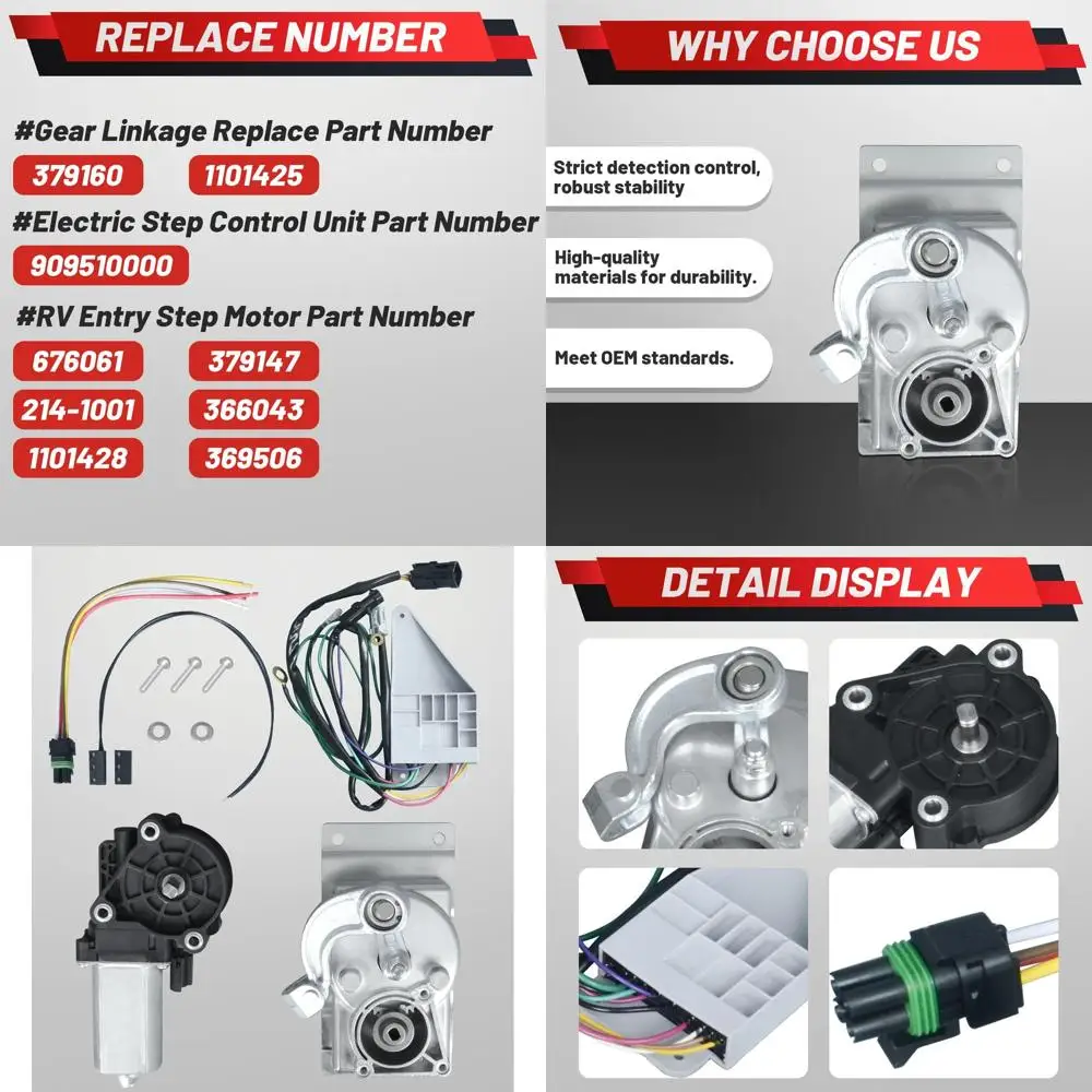 مجموعة تحويل محرك الخطوة RV متوافقة مع ربط منحني Kwikee 22 23 28A 30 32 33 34 35 36 38 40 خطوات السلسلة 379147 37916 #1