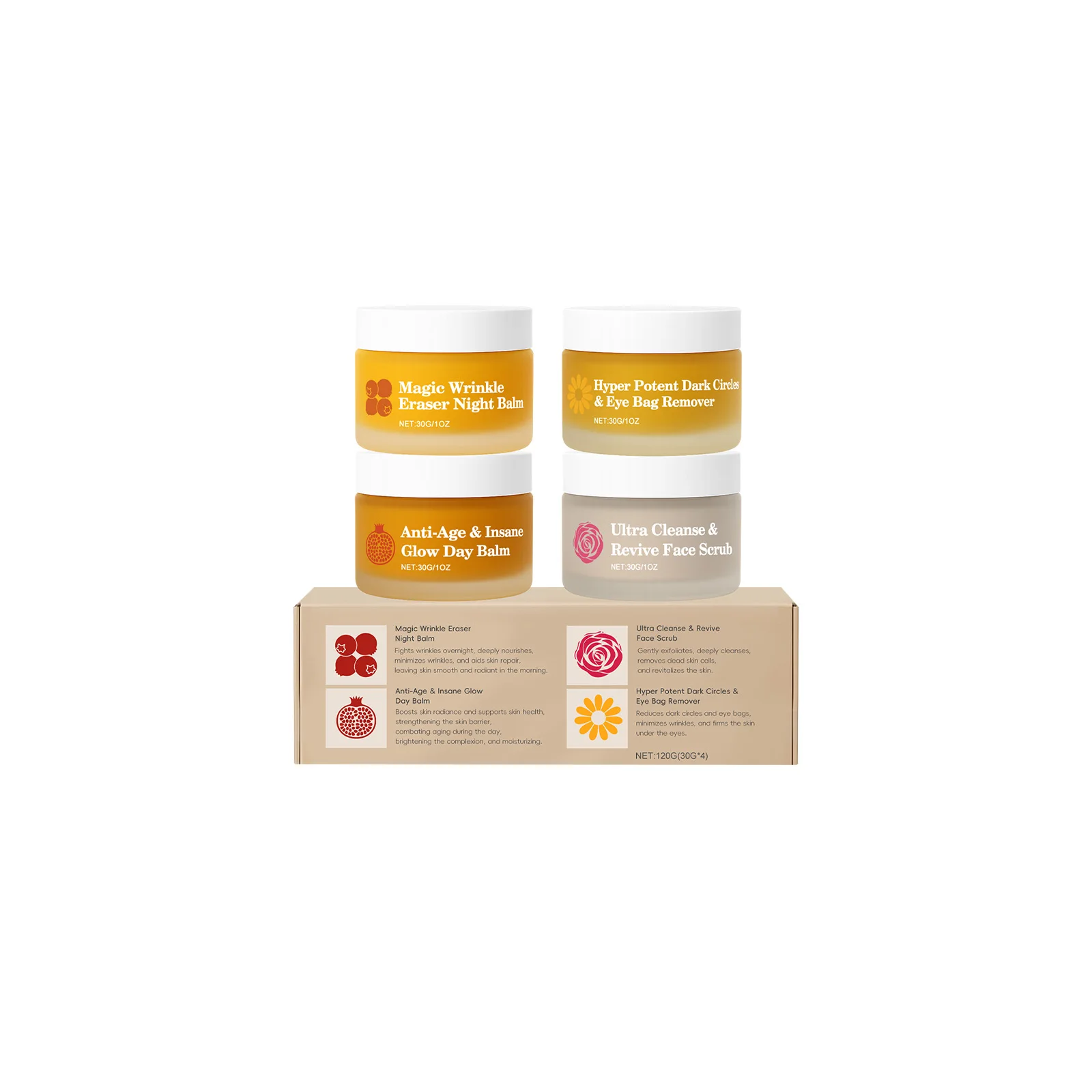 Multi-effect Day & Night Skin Care Suit Cleaning Moisturizing Reduce Dark Circles Multi Functional 4-Piece Set Skincare Products view 2