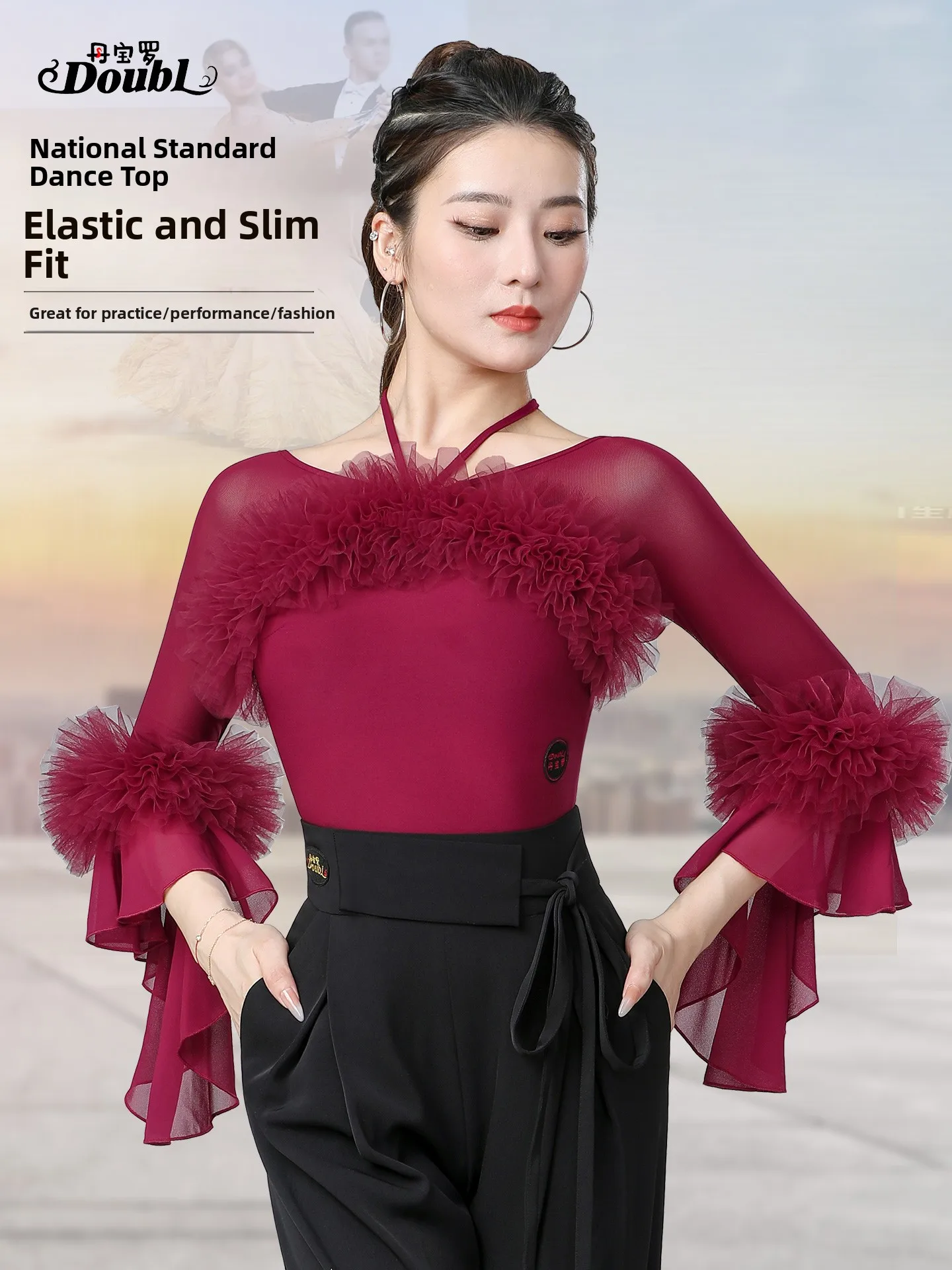 

Красивый бал, висящий танцевальный костюм для стойки, двойной танец, одежда для социальных танцев, дышащая, прочная, Venti...