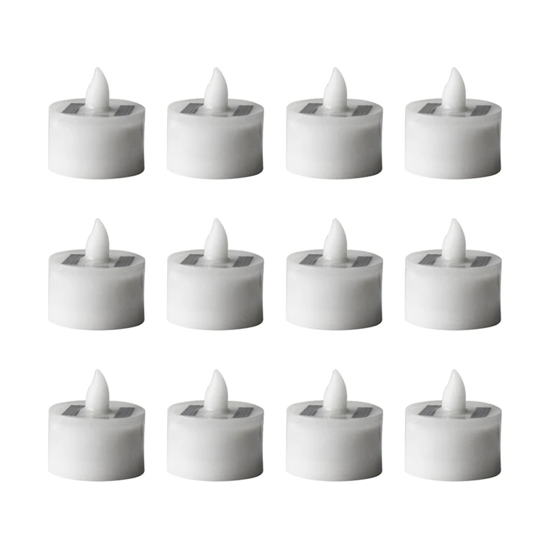 

12Pcs Solar Tea Lights LED Candles Waterproof Rechargeable Candles For Party Garden Home Decor