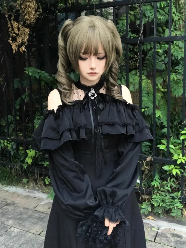 

Mine Series Mass-Produced Sweet Lace Print Off-Shoulder Long Sleeve Rhinestone Bow Long Dress Lolita Atmosphere Princess Dresses