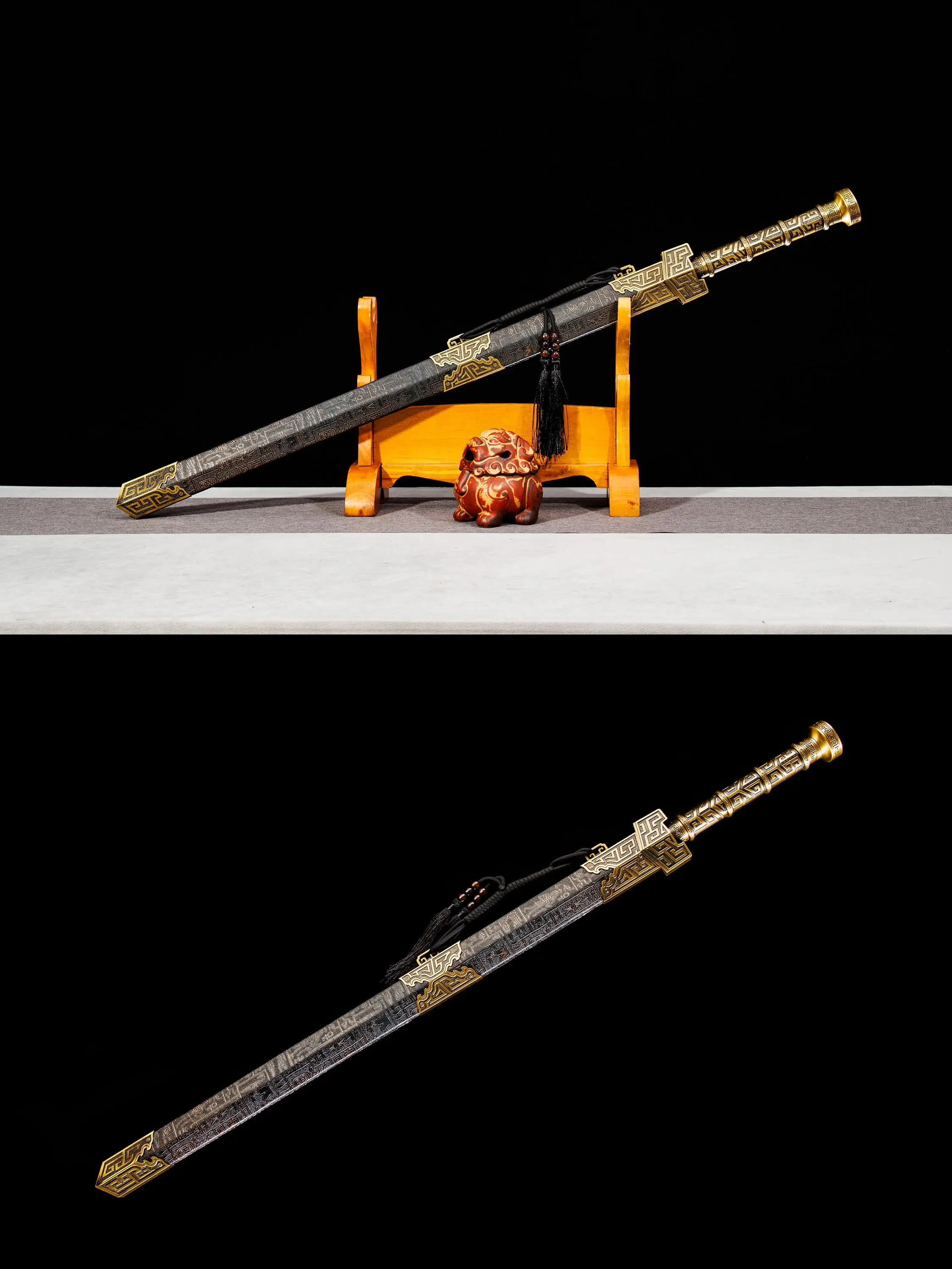 Chinese Han sword cosplay medieval reconstruction katana carbon steel Halloween real samurai sword carnival stage performance