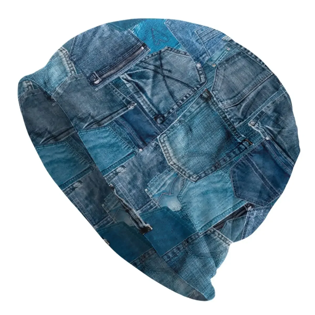 Blue Jeans Pocket Patchwork Bonnet Hat Goth Street Skullies Beanies Hats Men Women Knitted Hat Warm Thermal Elastic Cap