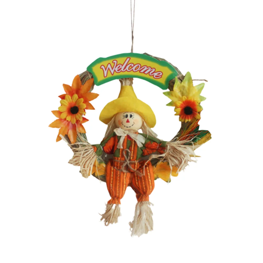 Guirnalda de 2 piezas para decoración de fiesta, adorno colgante para Halloween, Día de Acción de Gracias, espantapájaros