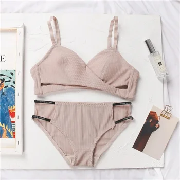 여성용 브래지어 및 팬티 세트, 섹시한 브래지어, 면 팬티, 푸시 업 친밀한 속옷 세트, 여성 란제리 세트