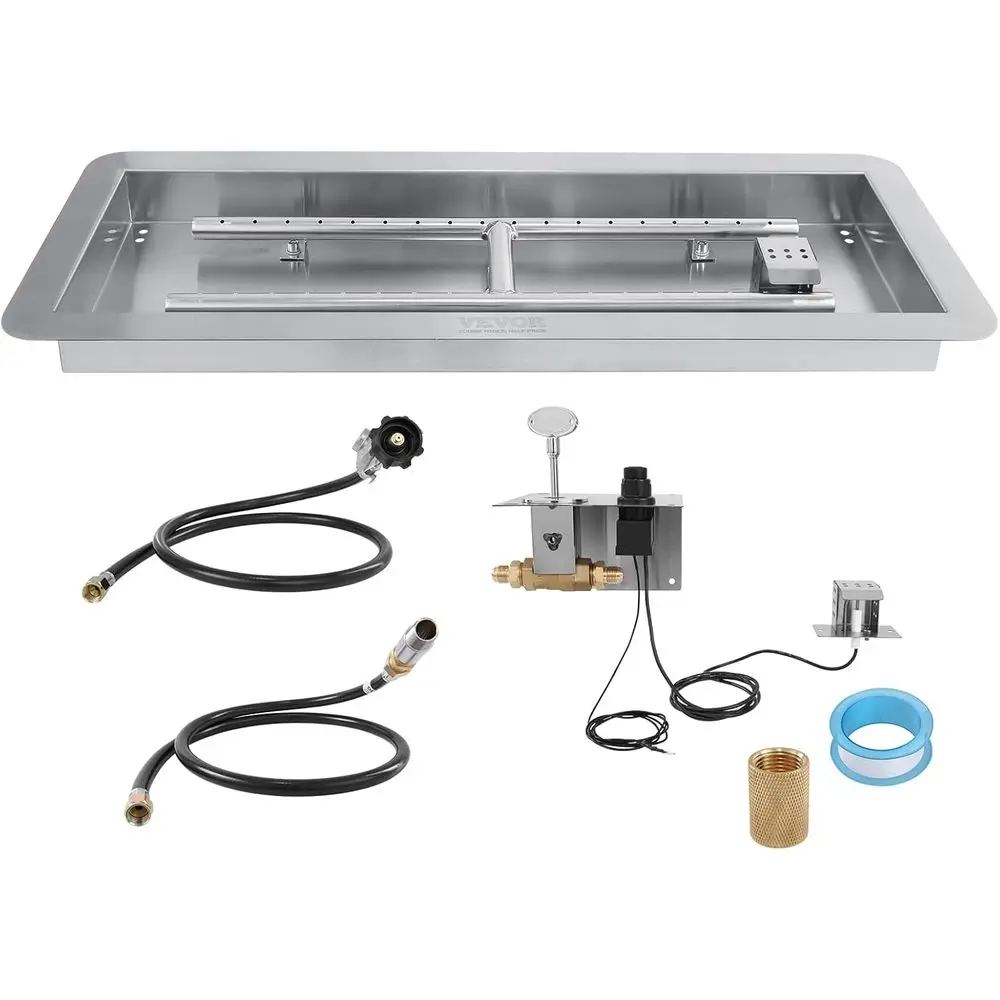 

36 x 12 inch Drop-in ire Pit Pan, Recular StainlSteel ire Pit Burner Kit, Propane ire Pan 150,000 with H-Burner or Indoor or Out