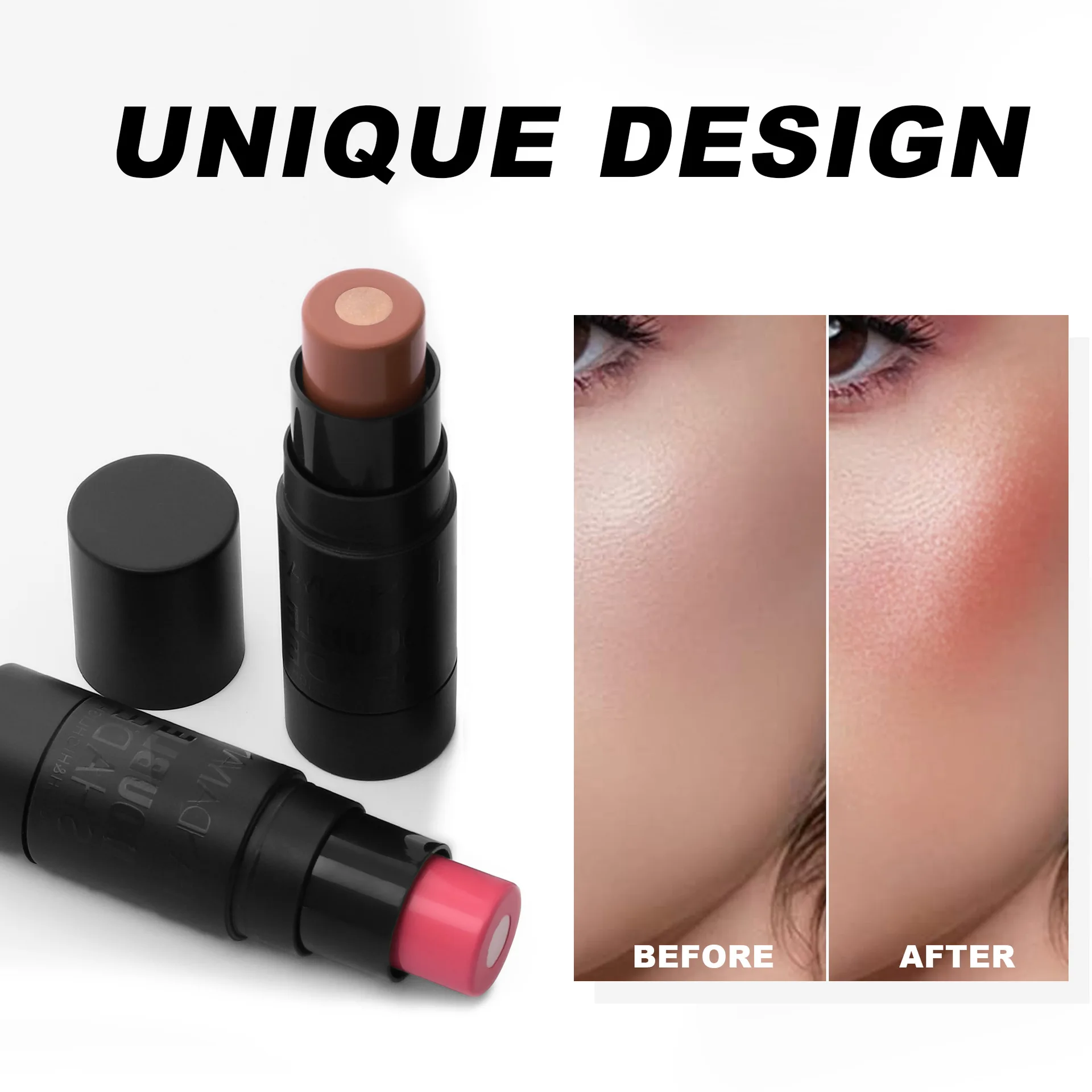 Gezicht Verhelderende Markeerstift Make-Up Stick Waterdichte Shimmer Effen Sandwich Blush Cream Contour Stick