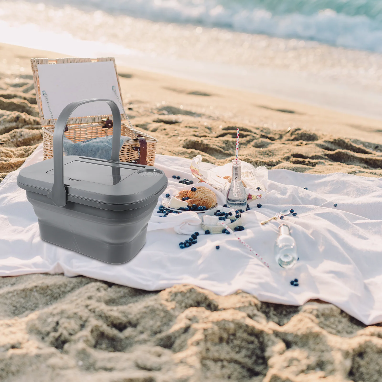 

Foldable Water Bucket Large Capacity Outdoor Camping Picnic Beach Car Washing Portable Storage Container for Hiking Travel