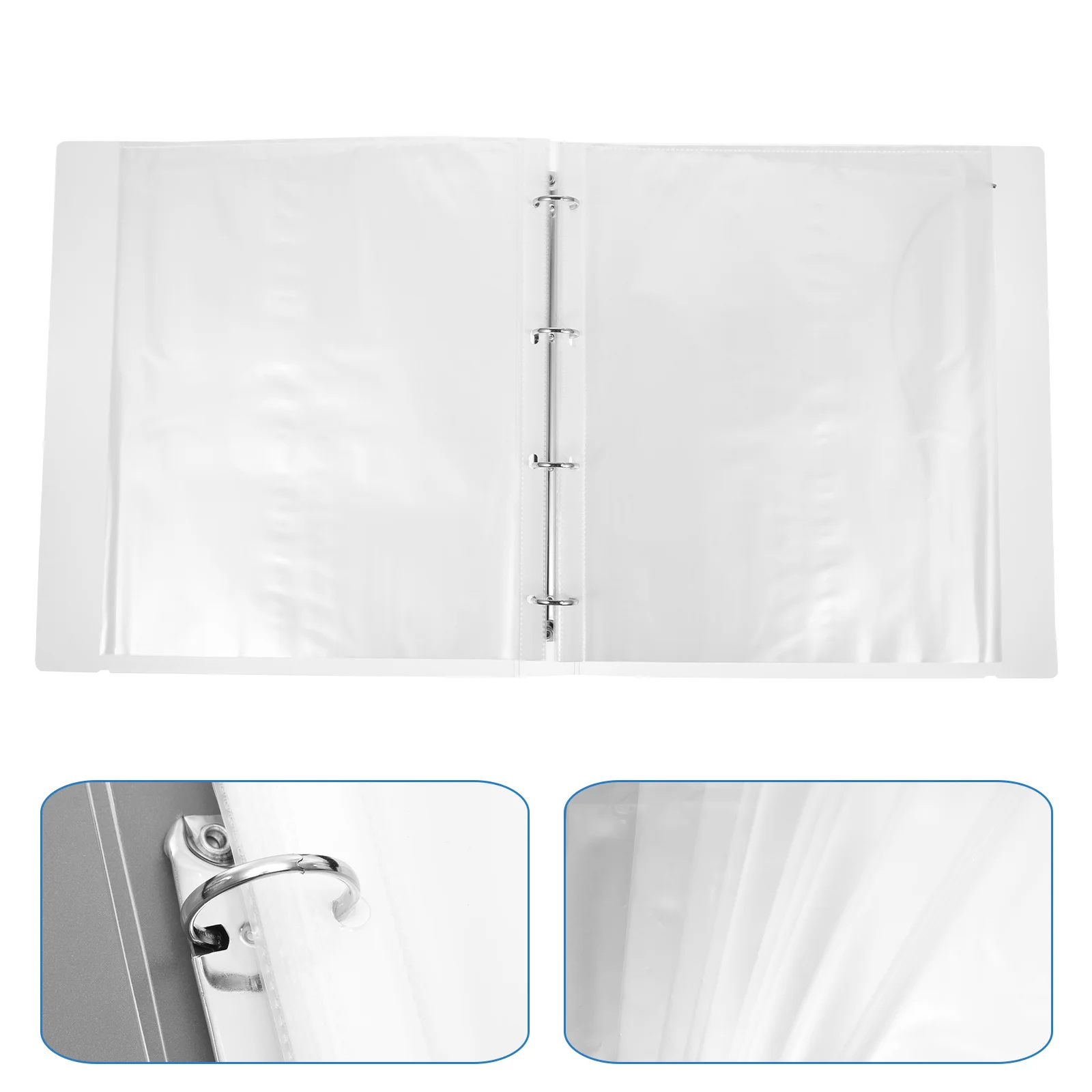 

A4 Document Folder Pockets Light Blue 2 Prongs Office File ganizer Scrapbook Binder Loose Leaf Folder Files Container Document