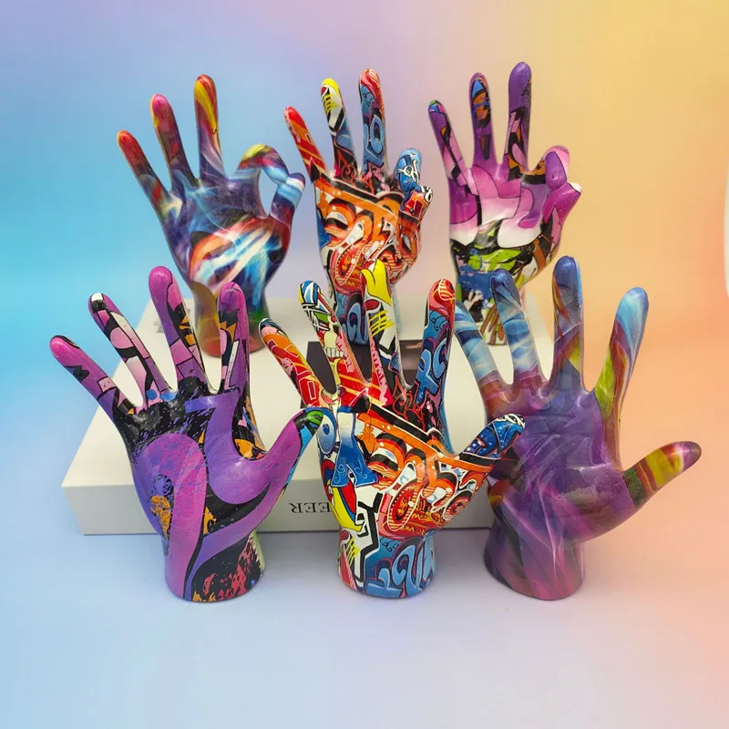 

Simple and Colorful Graffiti Gesture Ornaments, Resin Palm Sculptures, Home Living Room and Office Desktops, Decorative Crafts