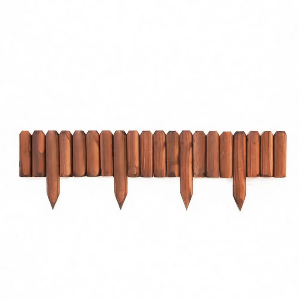 Carbonized Wood Fence Decor Outdoor Garden Edging Rustic Solid Timber Barrier Stake Partition Patio Landscape Separation
