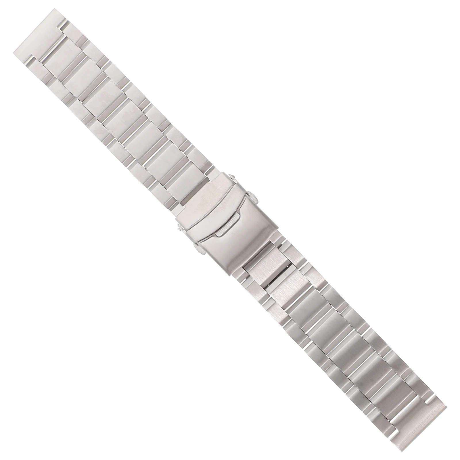 

22mm Stainless Steel Watch Band Strap Replacement Frosted Silver Deployment Buckle Straight End 185mm Comfort for Old