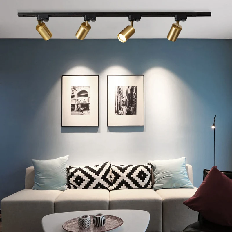 

LED Track Light GU10 Ceiling Spot Light Fixture for Living Room Shop Kitchen Spotlight Track Lighting Rail Ceiling Lamp Gold
