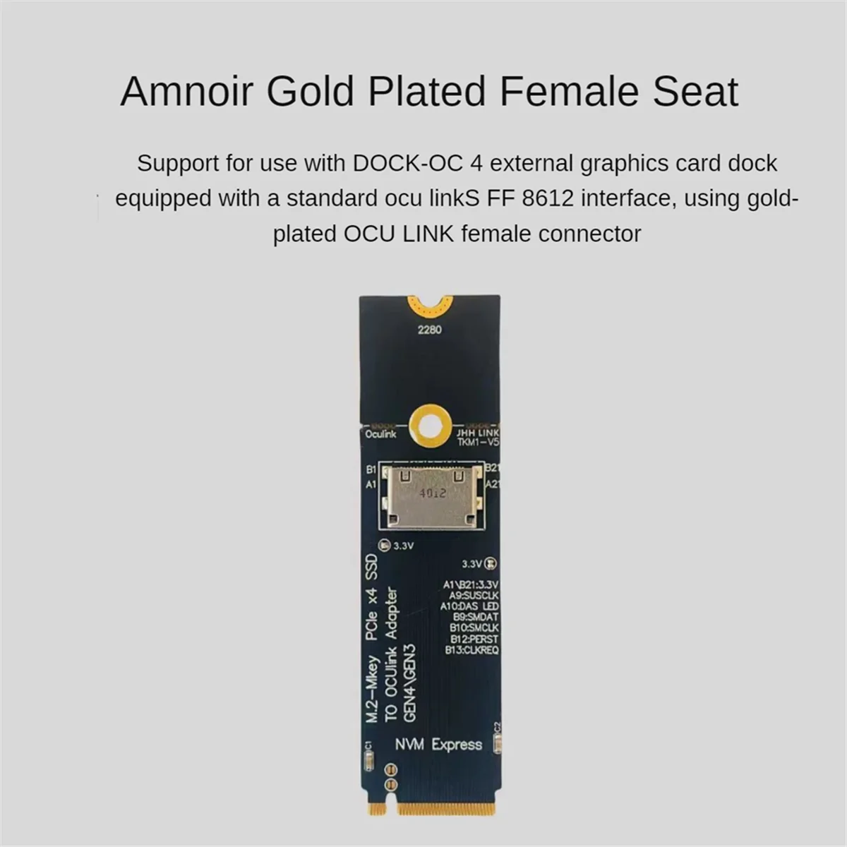 M.2 M-Key PCIe X4 SSD TO oculink อะแดปเตอร์ SFF-8612 Gen4/Gen3สำหรับ2.5นิ้ว U.2 NVMe (SFF 8639)SSD PCI-E NGFF ไรเซอร์การ์ด