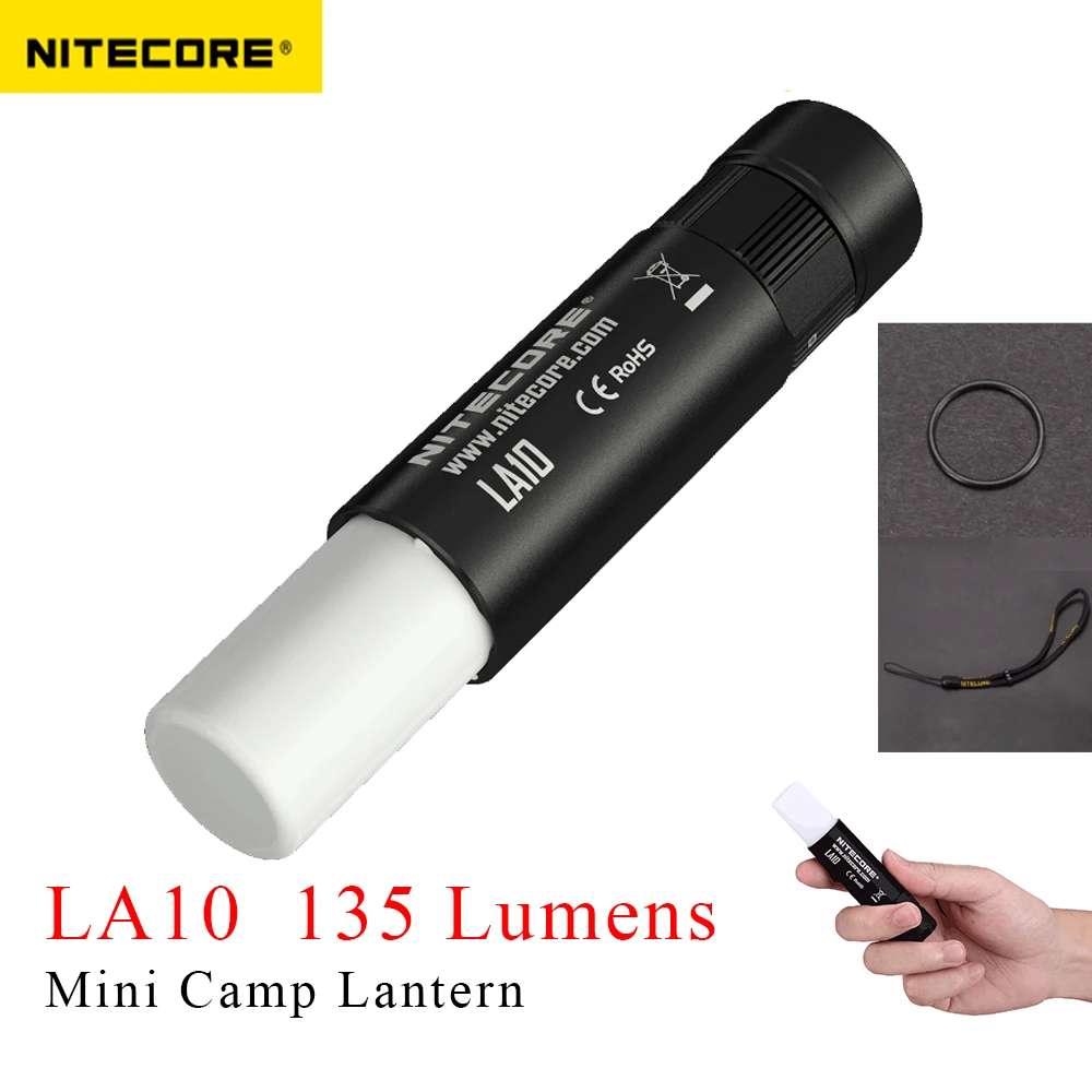 NITECORE LA10 Мини-фонарь для кемпинга, светодиодный уличный фонарик, перезаряжаемая лампа, фонарик с питанием от батареи AA, портативное освещение
