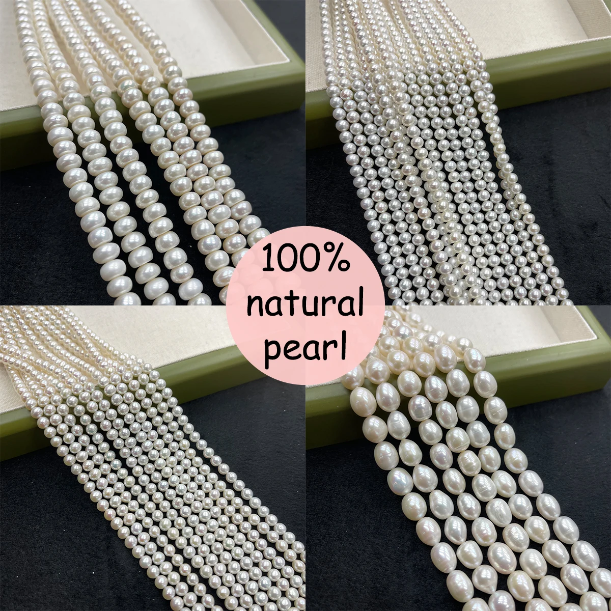 

AAA Natural Freshwater Pearl High Quality Rice/Round/Flat Beads for Jewelry Making DIY Accessories