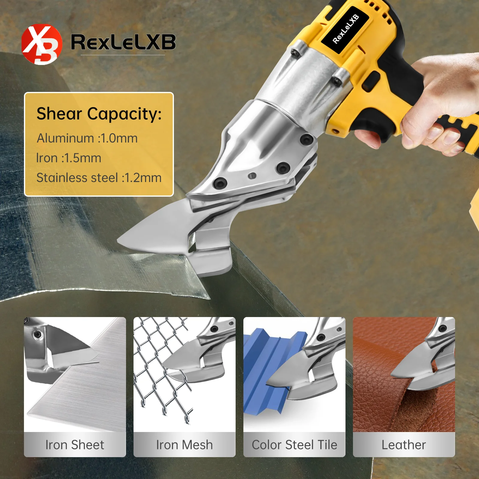 Brushless Cordless Metal Shear Electric Iron Scissor 2 Variable Speed with LED Light Fit For Dewalt 20V Battery (No Battery)