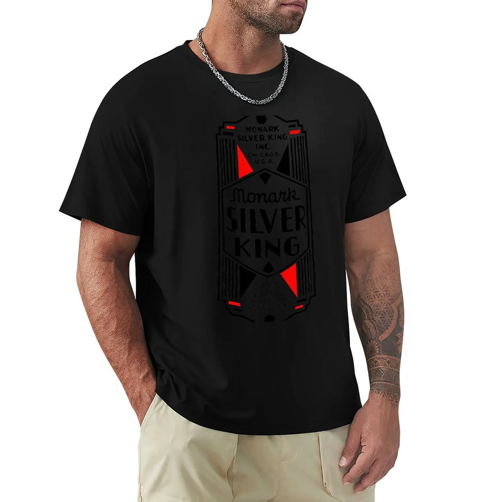Camiseta Vintage com estampa de arte da moda, com emblema de bicicleta Monark Silver King Head