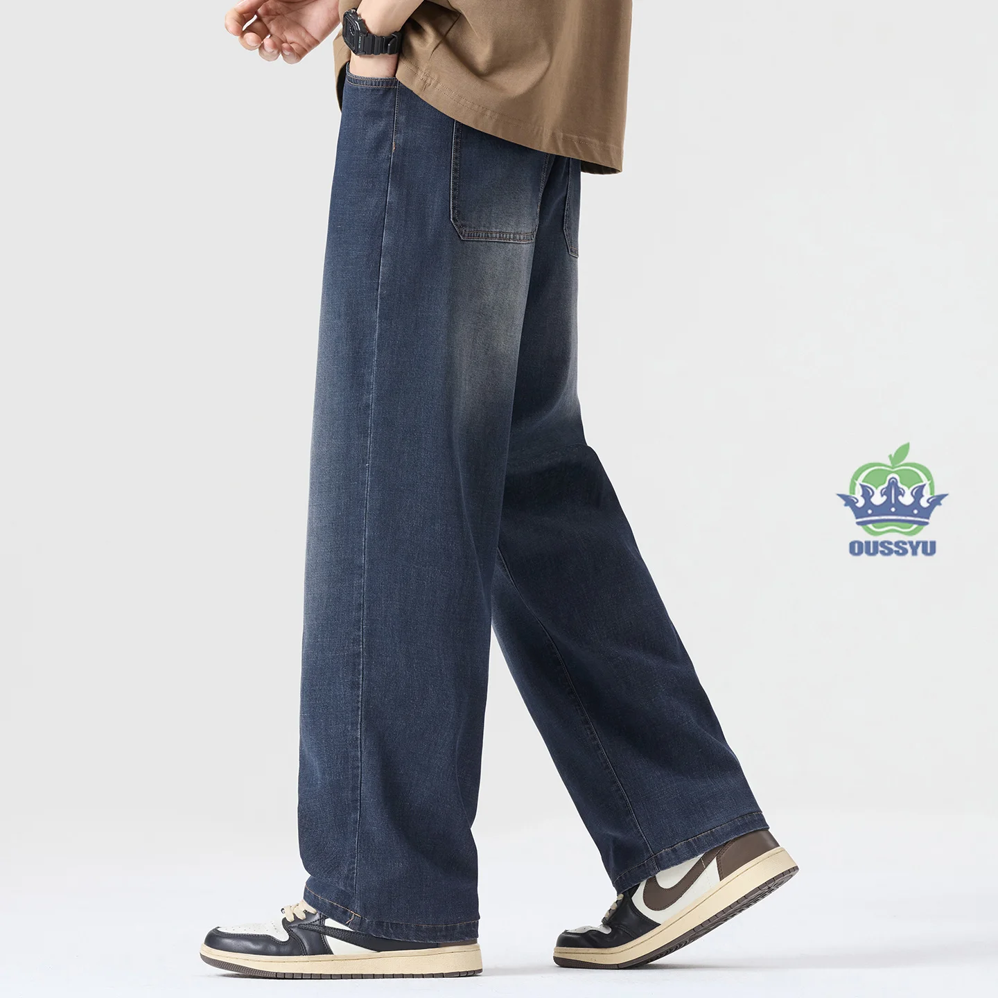 Good Quality Men Summer Tencel Lyocell Denim Pants Baggy Straight Leg Breathable Washed Casual Long Jeans Trendy Plus Size M-4XL - view 3