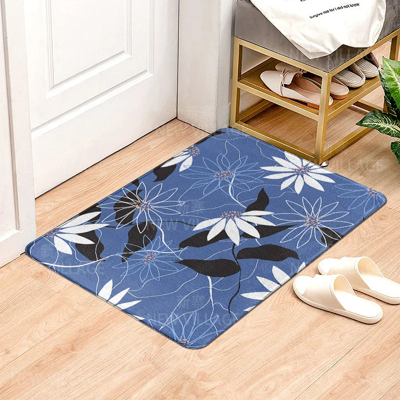 House entrance carpet Home door mat Living Room Bath Foot bathroom non-slip water absorption rugs bath green plant leaf decor