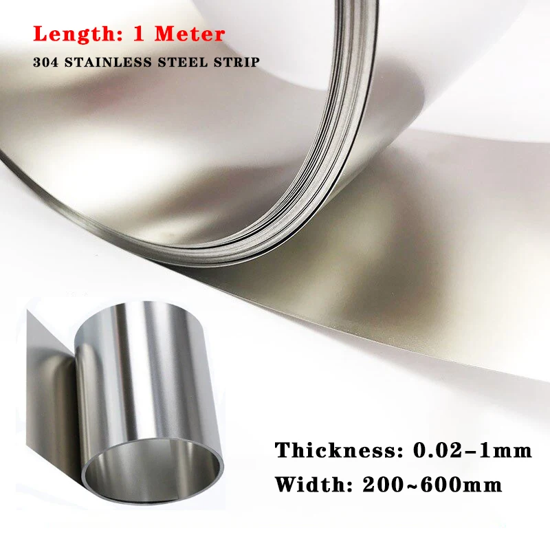 largeur-200-300-400-500-600-mm-longueur-1-metre-bande-de-feuille-d'aluminium-en-acier-inoxydable-304-plaque-fine-Epaisseur-002-003-004-005-006-1-mm
