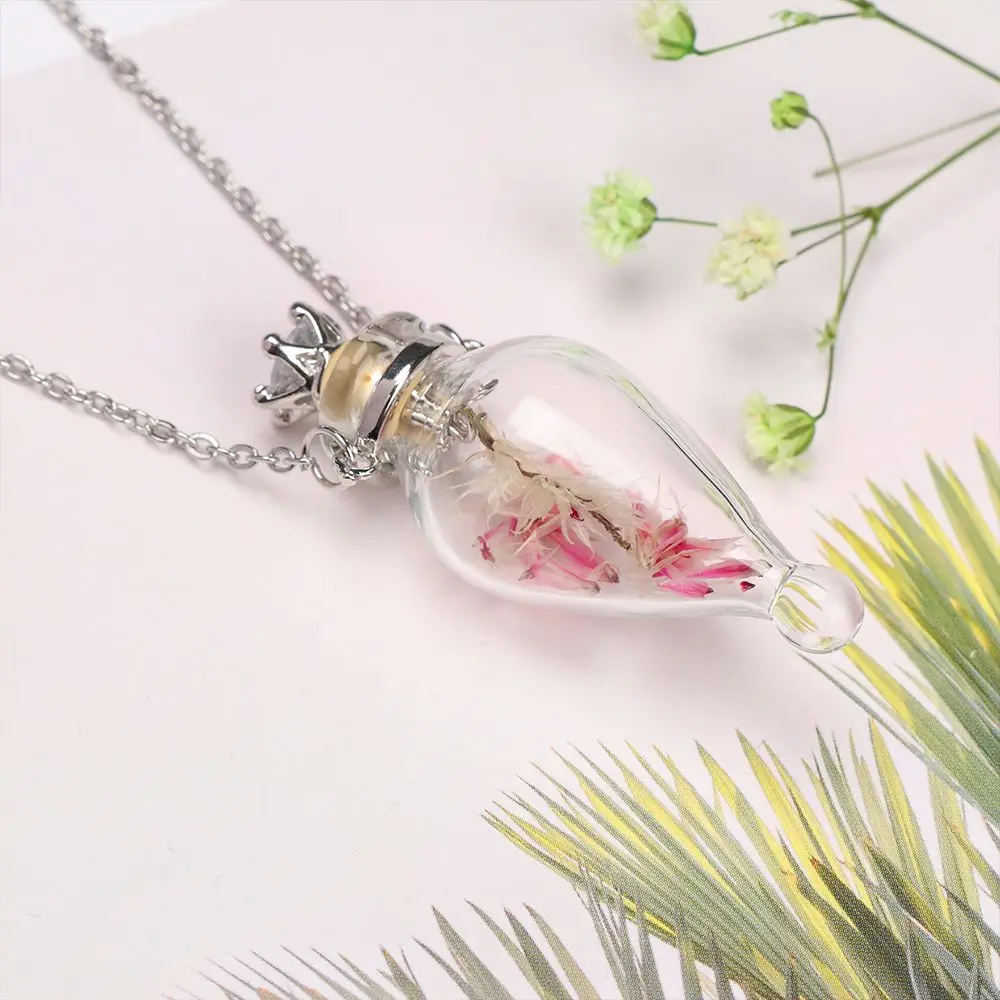 Keepsake Water Drop Heart Steel Chain Perfume Jewellery Glaze Vial  Memorial Jewelry Essential Oil Pendant