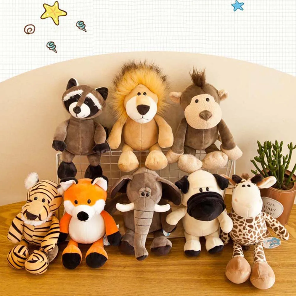 Leuke 25CM Aap Dieren Giraffe Leeuw Wasbeer Knuffels Pluche Pop Pluche Dier Speelgoed Knuffels