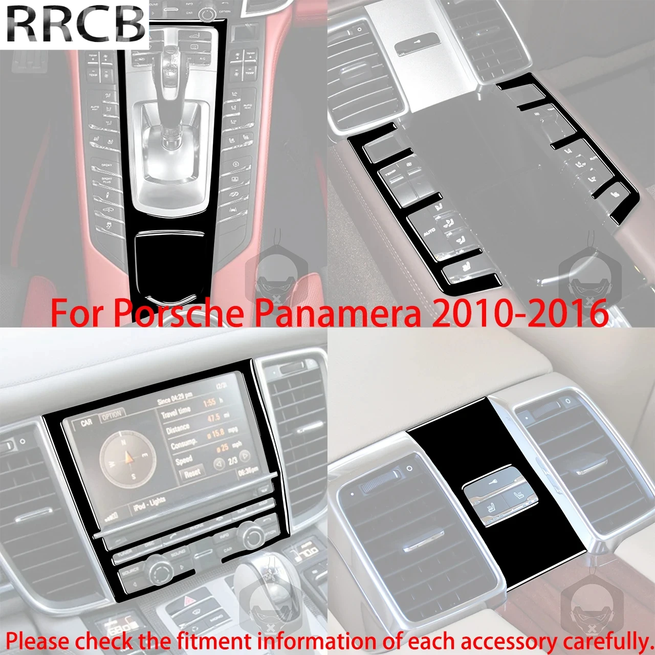 

For Porsche Panamera 2010-2016 Gear Shift Dashboard Center Console Air Outlet Vent Car Accessories Interior Piano Black Stickers