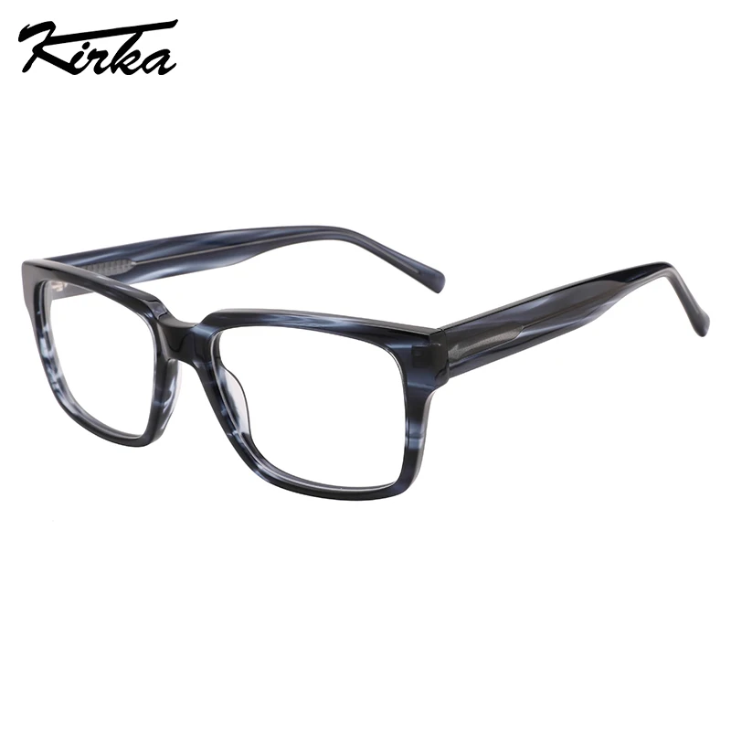 

Kirka Unisex Eyeglasses Acetate Flat Rectangle Colors Frames Wide Long Temples Myopia/Hyperopia Reading Glasses WD1439