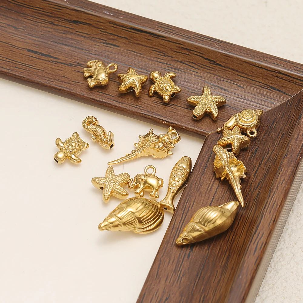 10 Stück Edelstahl 3D Meeres-Tier-Anhänger Schnecke Eleganter Fisch Anhänger DIY Schmuck Halskette Armband Zubehör Ohrringe Herstellung – Detail 5