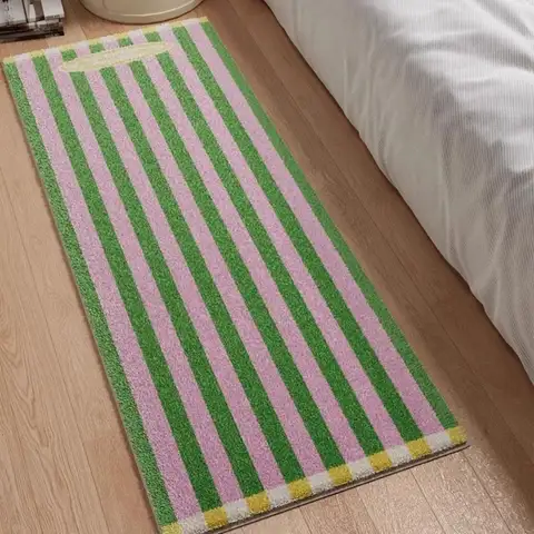 VIKAMA 여름 침실 머리맡 담요 크림 바람 줄무늬 두꺼운 플러시 카펫 룸 머리맡 부동 창 소파 담요