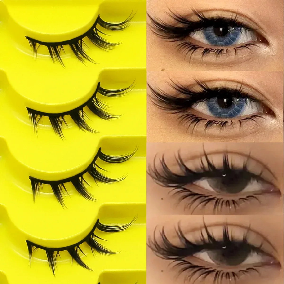 Veltrinay Cat Eye Lashes Manga Lahses Winged End Eye Elongated Eyelashes Faux Mink Natural Look Fake Lashes Makeup