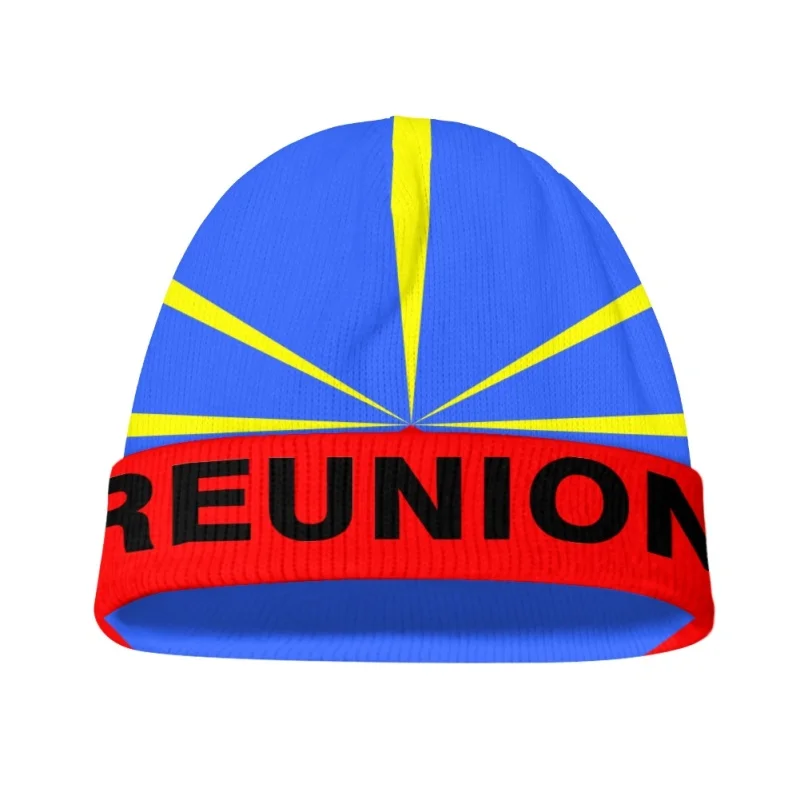 Reunion Knitted Hat Custom Made Name Winter Cold Knit Warm Caps Country Travel French Nation Island France Flag Hip Hop Beanies